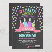 スパの誕生日の招待はサロンのピンクのチョークの手入れをします 招待状 (正面/裏面)