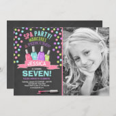 スパの誕生日の招待はサロンのピンクのチョークの手入れをします 招待状 (正面/裏面)