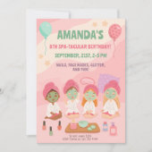 スパの誕生日パーティー for ガールズ ピンク パンペ 招待状 (正面)