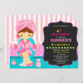 スパの誕生日招待状 グラマラスなメイクの女の子の招待状 招待状 (正面/裏面)
