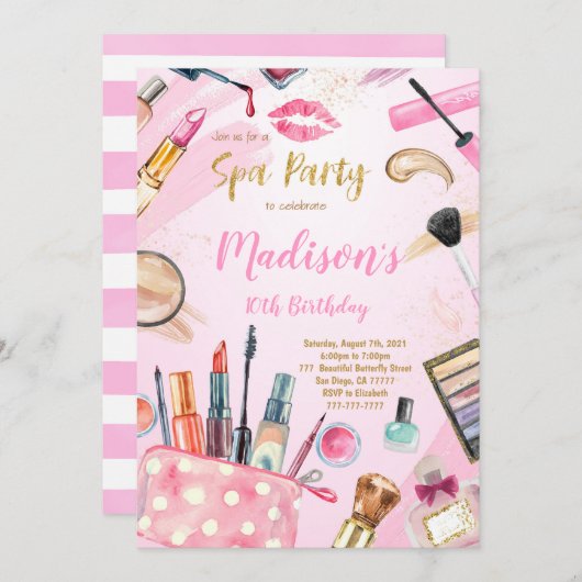 スパの誕生日招待状 招待状 (正面/裏面)