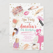スパの誕生日招待状。豪華なメイクの誕生日 招待状 (正面/裏面)