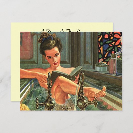 スパの退去のくつろぎの招待状のパーティーのレトロ 招待状 (正面/裏面)