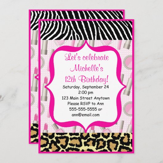 スパの魅力の女の子のバースデーパーティ招待状 招待状 (正面/裏面)