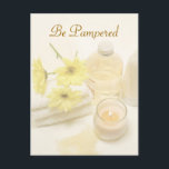 スパはがき ポストカード<br><div class="desc">このスパをテーマにした色あせた黄色い色調のハガキ素晴らしは、新しいビジネスを発表するためのデザインであり、アポイントメントのリマインダーや特別なイベントや販売を送信しま広告す。</div>