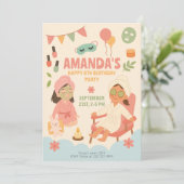 スパをテーマにした女の子のための誕生日パーティー 招待状 (スタンド正面)