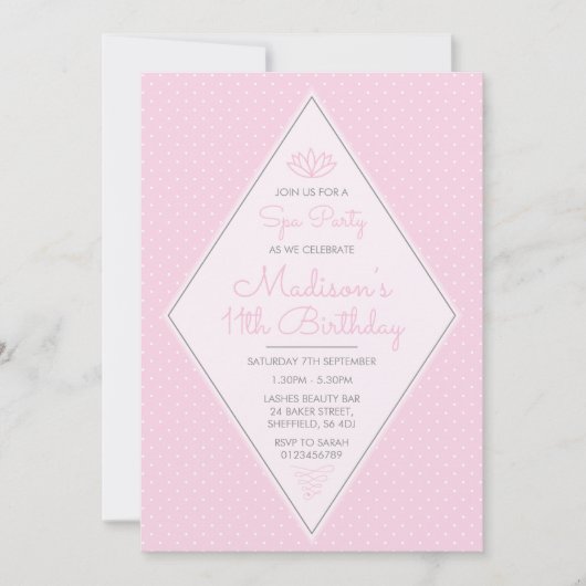 スパをテーマにした誕生日パーティーの招待 招待状 (正面)