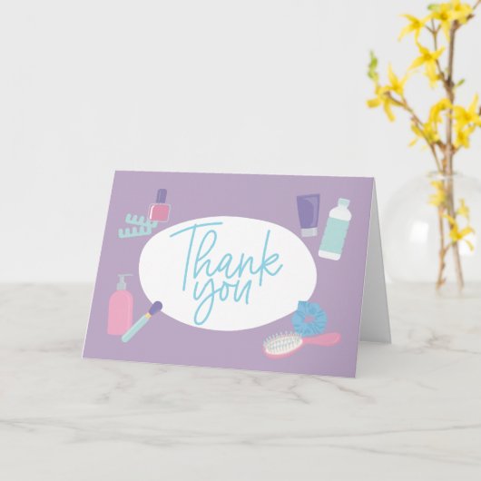 スパをテーマにしたThank Youスクリプトデザイン カード (黄色い花)