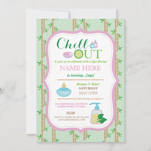 スパアニーエイジバースデーパーティパンパリラックスー招待状 招待状 (正面)