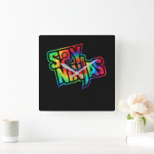 スパイおもしろいゲーム忍者ゲーム野生と粘土スタイル スクエア壁時計 (ホーム)