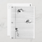 スパイとスパイのスティックフィギュアスケッチを線に貼り付ける ポストカード (正面/裏面)