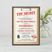 スパイのテーマの誕生日のパーティの招待状 招待状 (スタンド正面)