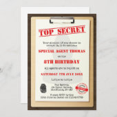 スパイのテーマの誕生日のパーティの招待状 招待状 (正面/裏面)
