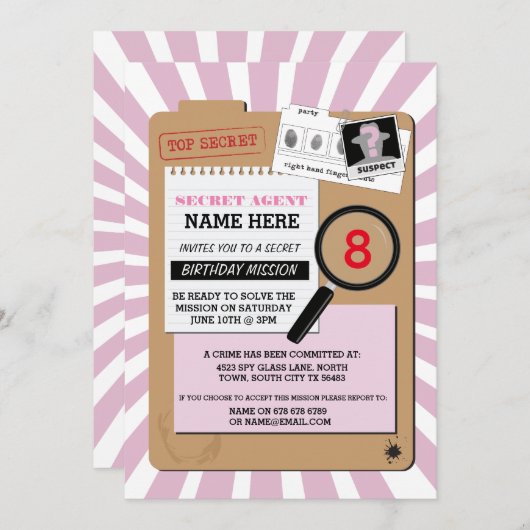 スパイの探偵の罪のスパイの誕生会 招待状 (正面/裏面)
