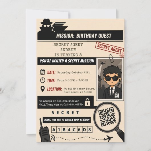 スパイの誕生日 招待状 (正面)