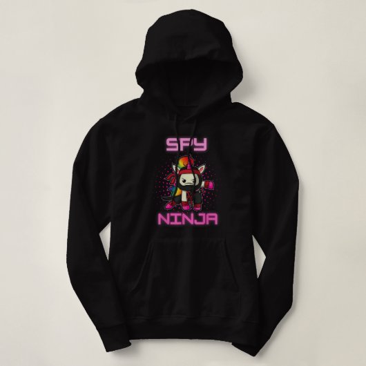 スパイカッコいいゲーム忍者ゲーマーユニコーン忍者ボーイガール パーカ (デザイン正面)