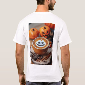 スパイキーパンプキンスパイスラテアートハロウィンコーヒー Tシャツ