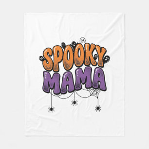 スパイキーママ ヴィンテージ ハロウィン ママ Tシャツ デザイン 1 フリースブランケット