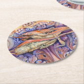 スパイクとカー遊リーのラベル ラウンドペーパーコースター (アングル)