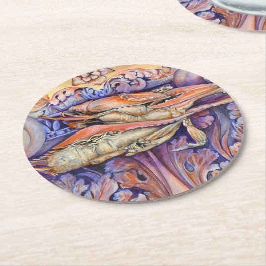 スパイクとカー遊リーのラベル ラウンドペーパーコースター (アングル)