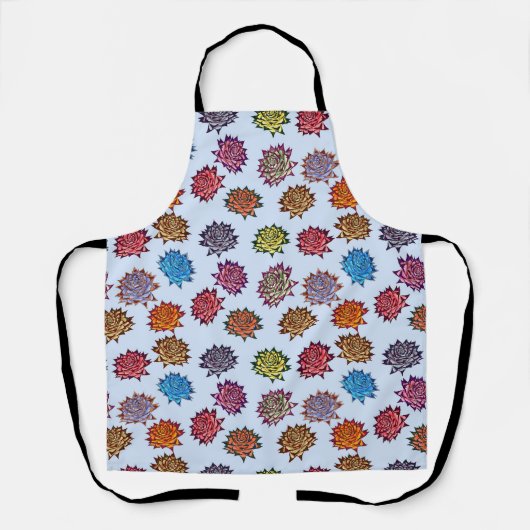 スパイクバラプリント、モダンスタイルフローラルパターン エプロン (正面)