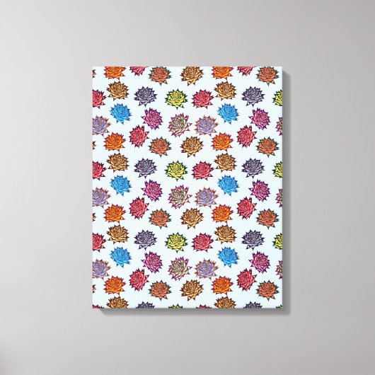 スパイクバラプリント、モダンスタイルフローラルパターン キャンバスプリント (正面)