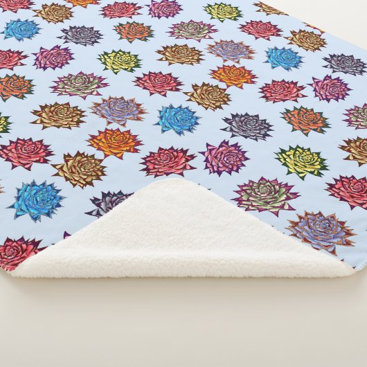 スパイクバラプリント、モダンスタイルフローラルパターン シェルパブランケット (3/4)