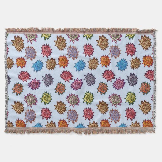 スパイクバラプリント、モダンスタイルフローラルパターン スローブランケット (正面)