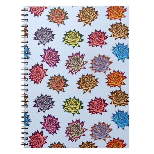 スパイクバラプリント、モダンスタイルフローラルパターン ノートブック (正面)