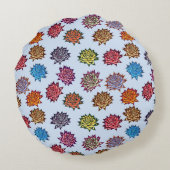 スパイクバラプリント、モダンスタイルフローラルパターン ラウンドクッション (裏面)