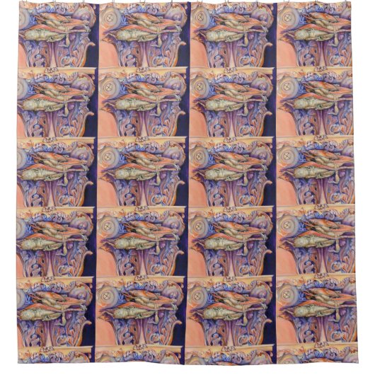 スパイク·カーリー遊ラベル シャワーカーテン (正面)