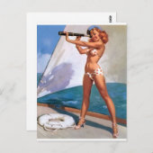 スパイグラスのピンをアップしたレッドヘッド ポストカード (正面/裏面)