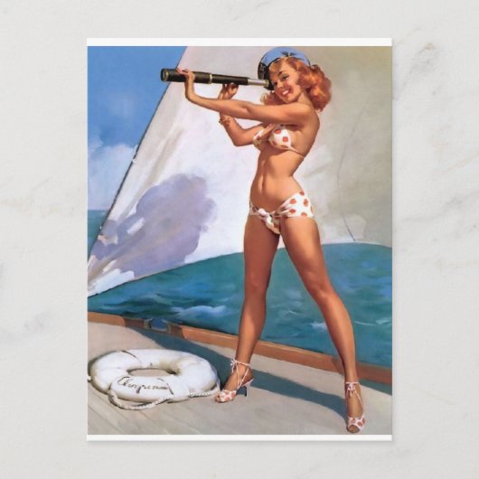 スパイグラスのピンをアップしたレッドヘッド ポストカード (正面)