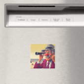 スパイグラスを持った老人がビーチにおもしろい、 マグネット (インサイチュ (食洗機))