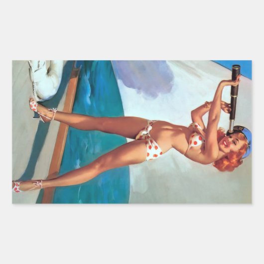 スパイグラスピンU付きレッドヘッド 長方形シール (正面)