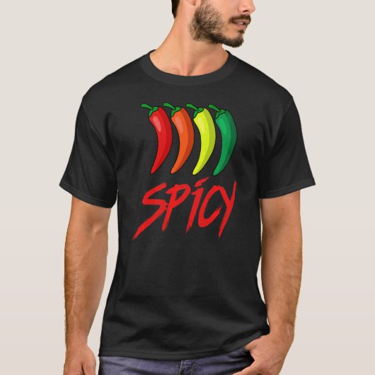 スパイシーおもしろいホットチリソースペッパースパイシー食品 Tシャツ (正面)