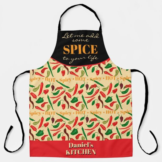 スパイシーおもしろいホットペッパー赤緑色 エプロン (正面)