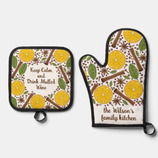 スパイシーなクリスマスのワイン 鍋つかみ&鍋敷きセット