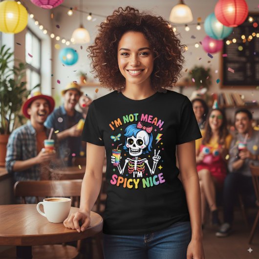 スパイシーなサassyスケルトンレインボー楽しい態度ユーモア tシャツ