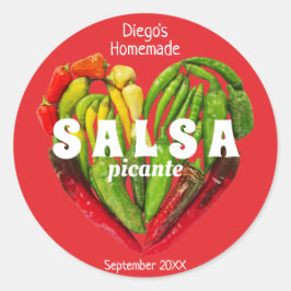 スパイシーなチリペッパーのハートラベル食品 ラウンドシール