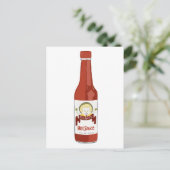 スパイシーなホットソースキャットマラカス図解入りの、写真付きのフード ポストカード (スタンド正面)