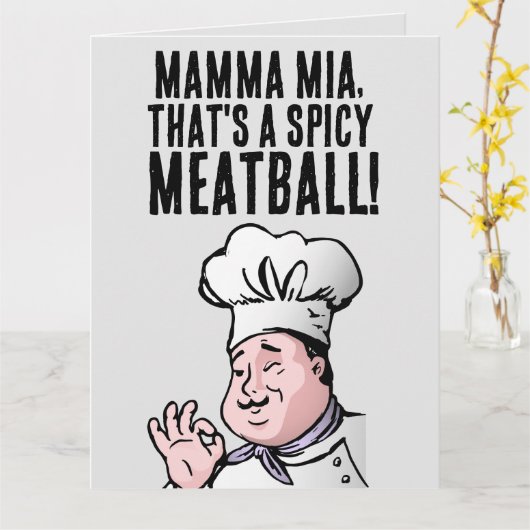 スパイシーなミートボーイタリアンル誕生日グリーティングカード カード (黄色い花)