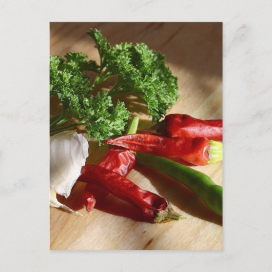 スパイシーな料理アート ポストカード (正面)
