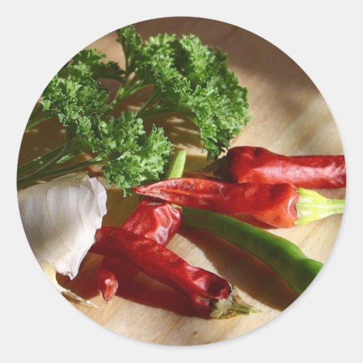 スパイシーな料理アート ラウンドシール (正面)