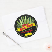 スパイシーな緑豆のパーソナライズされた缶詰クラ ラウンドシール (封筒)