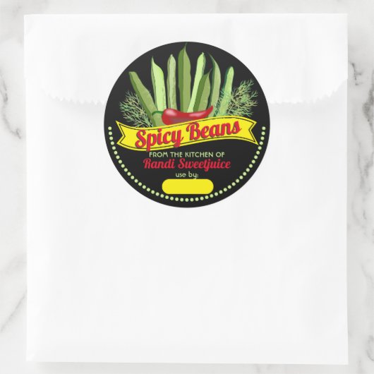 スパイシーな緑豆のパーソナライズされた缶詰クラ ラウンドシール (バッグ)