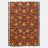 スパイシーな茶色の黄色のマサラパターン スローブランケット (正面縦)