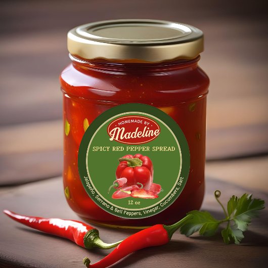 スパイシーな赤唐辛子が緑と赤を広げる ラウンドシール