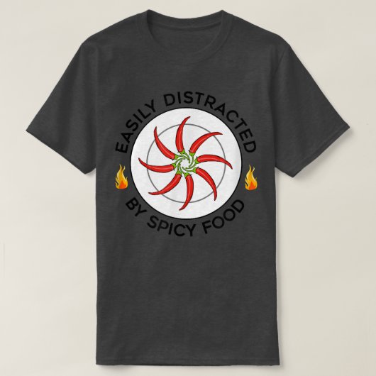 スパイシーな食べ物に気を取られるアメリカの食べ物チリ Tシャツ (デザイン正面)