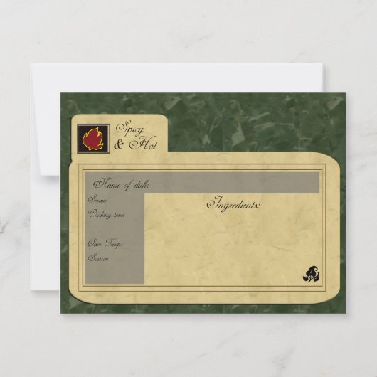 スパイシーな食べ物レシピカード (正面)